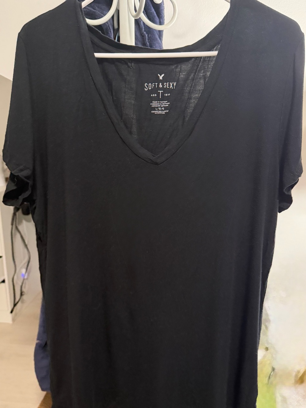 American Eagle Outfitters Black V-Neck Tee